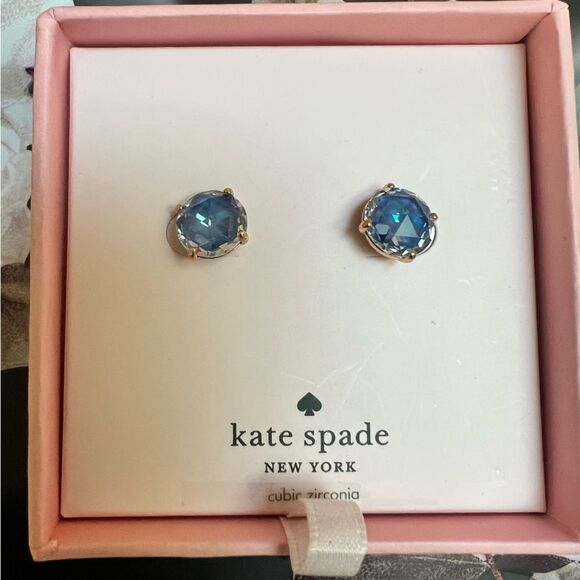 Kate Spade Bright Ideas CZ Stud Earrings, Sapphire NEW - Picture 2 of 4